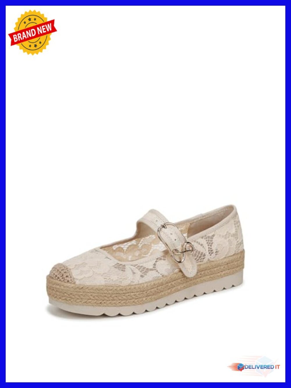 Espadrille Platform Mary Jane Flat Slip-On Lace